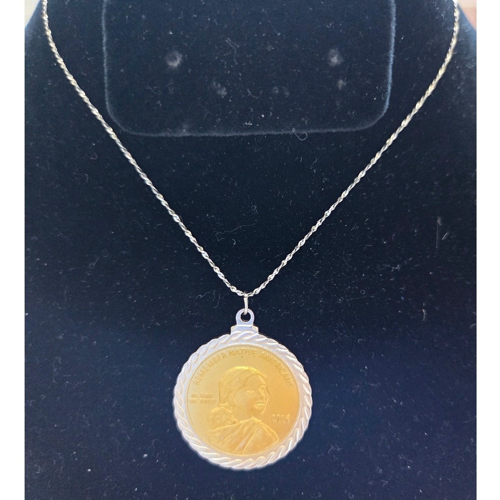 Sacagawea 2016 Remember Native Americans Code Talkers Coin Pendant Necklace